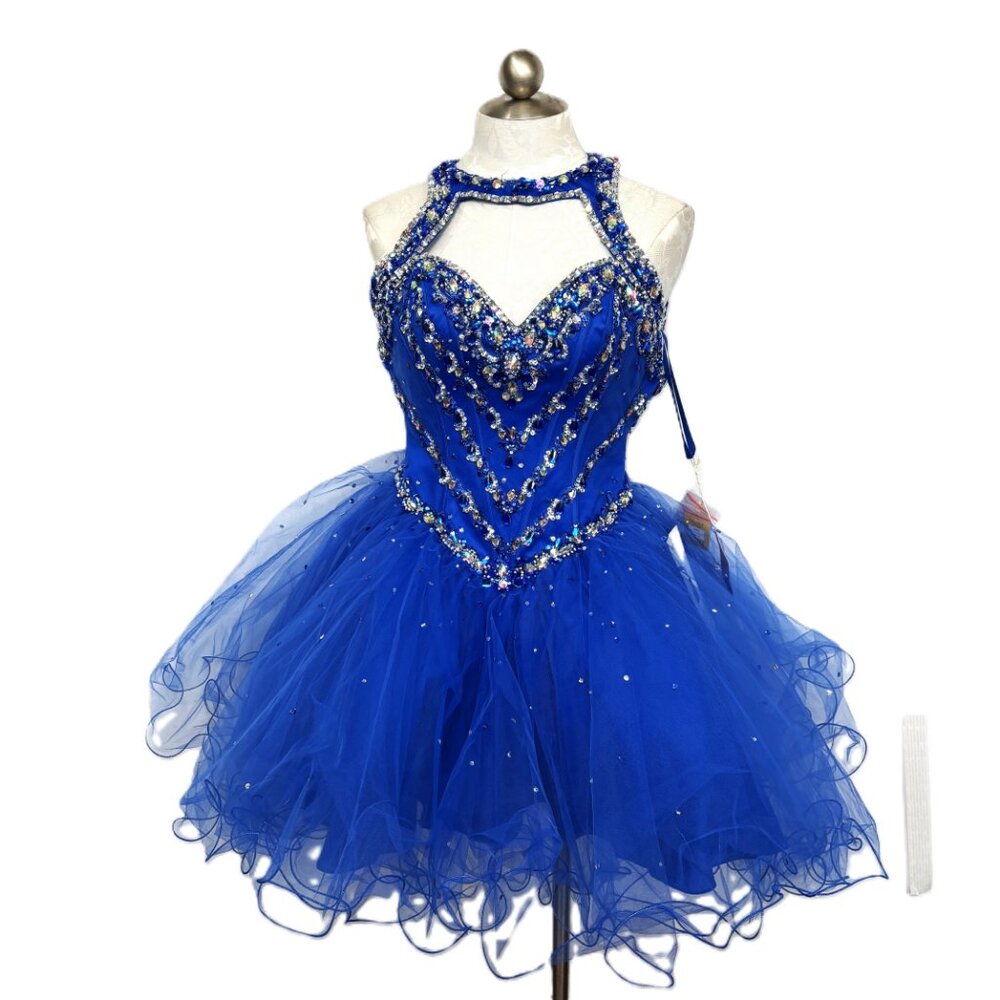 Vtg Mari Lee By Madeline Gardner Short Jeweled Blue Fairy Style Dress Sz 6 NWT